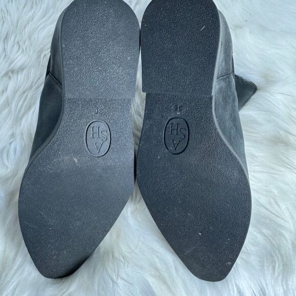 ASH Gong Black Leather Hidden Wedge Booties Sz 36/US 6 - Picture 5 of 7